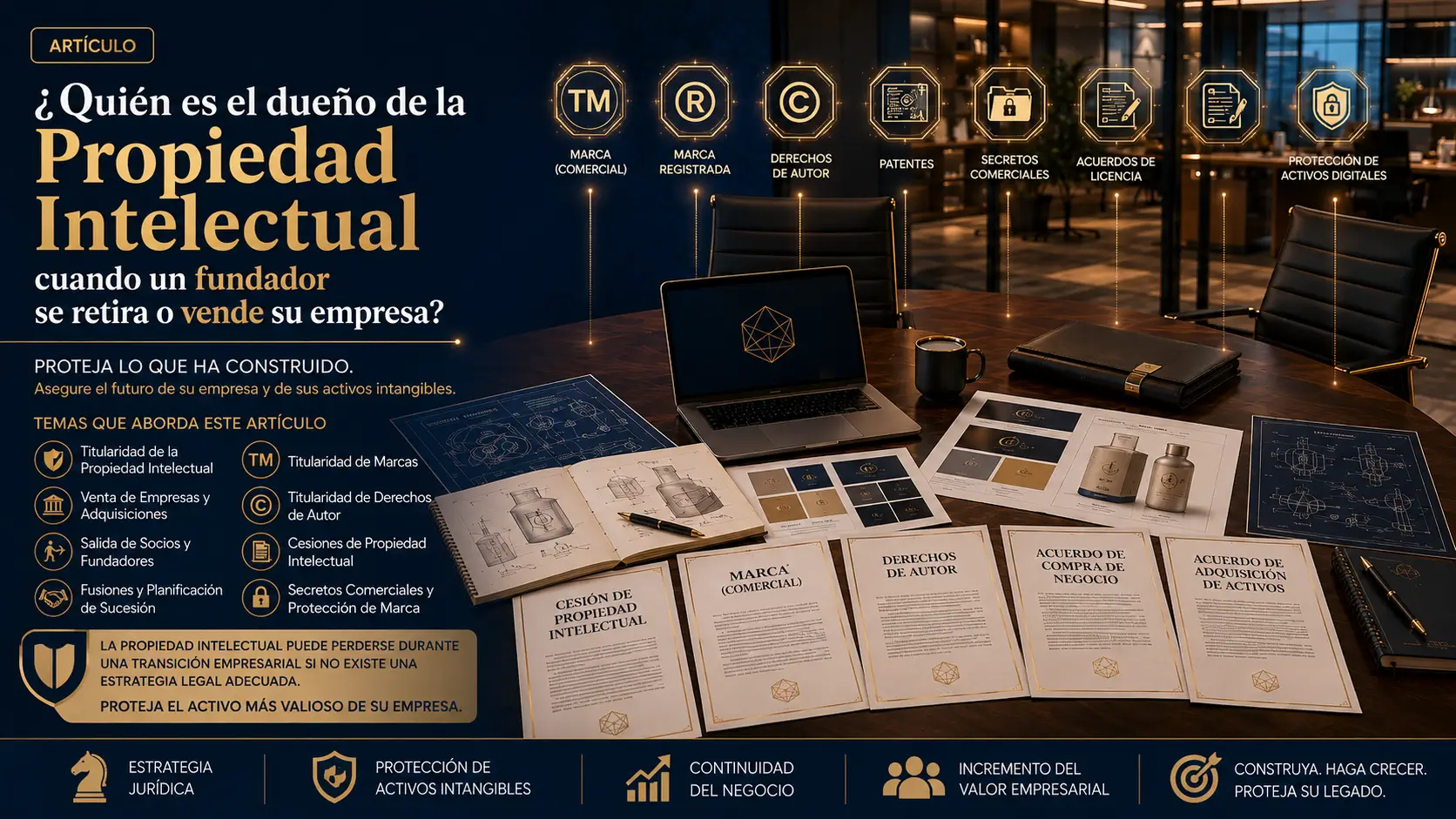 ¿Quién es el propietario de la propiedad intelectual cuando un fundador se retira o vende una empresa?